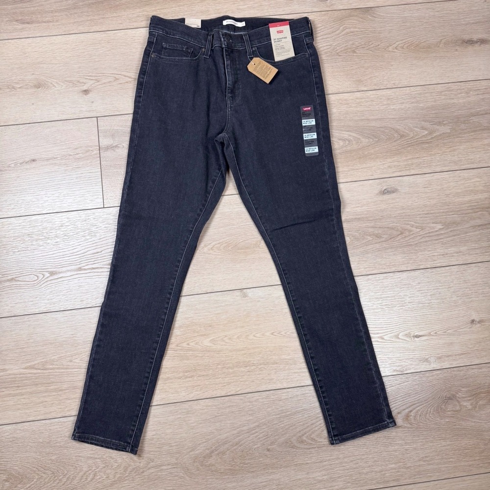 Levis 311 Shaping Skinny Jeans Womens 14 Medium‎ W32 L30 Black Wash NEW